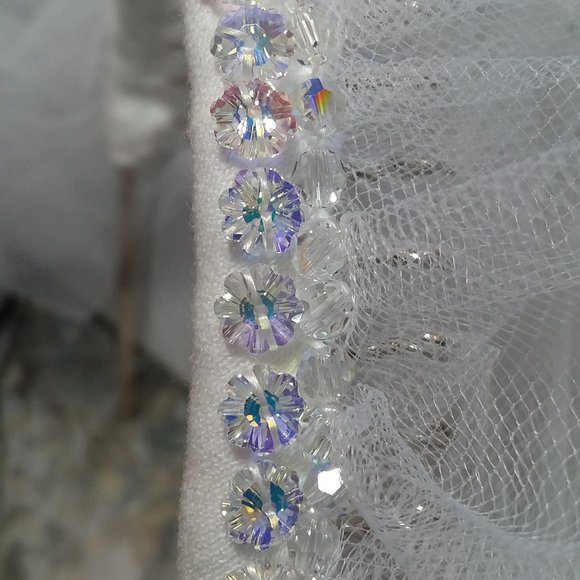 New Handmade White Wedding Veil with luxurious Swarovski Crystals main image 12